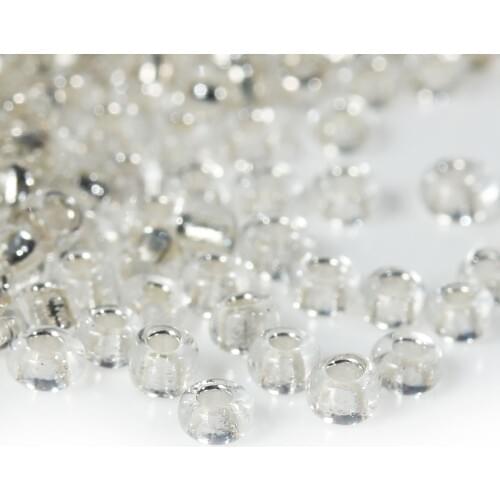 450 Gram Doreen Box Foil Glass Seed Beads Clear Red Color Bead For DIY Jewelry Making Accessories, 4x3.5mm, Hole: 1mm