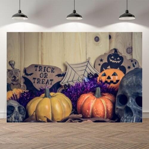 Seekpro Spooky Halloween Party Trick Or Treat Pumpkin Skull Photography Background Photographic Backdrop For Photo Studio Shoot