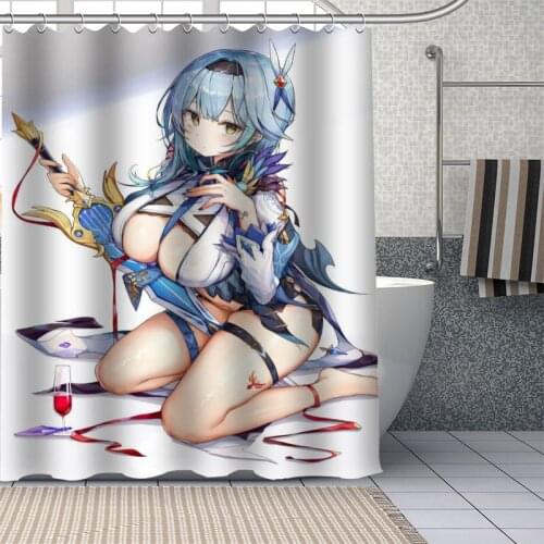 Custom Genshin Impact Eula Shower Curtain With Plastic Hooks Modern Fabric Bath Curtains Home Decor Curtains Custom Your image