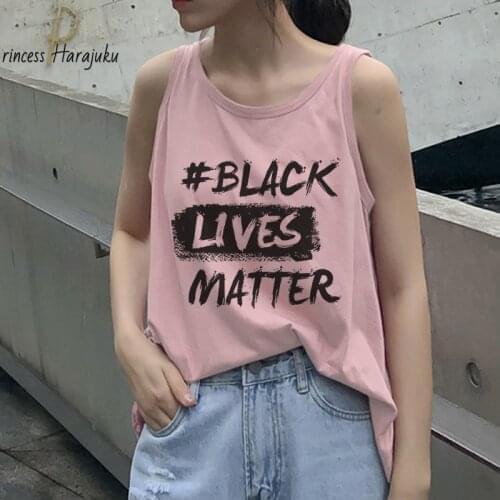 Black Lives Matter Tank Tops Womens Print Tee Shirt Female Casual Loose O-neck Sexy Pink Camisole Sleeveless Plus Size Ladies