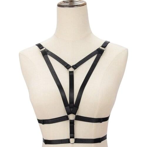 Womens Sexy Goth Clothes Cross Elastic Body HARNESS BRA Bondage Cage Bra Lingerie Pole Dance Fetish Wear Underwear