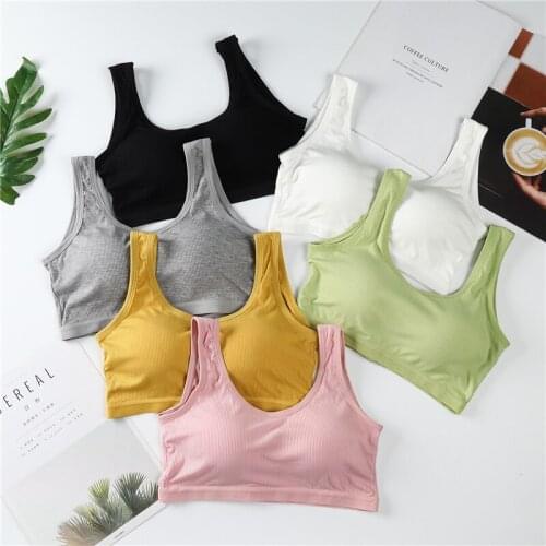 2pcs Women Tops Fashion Cotton Padded Bra Female Push Up Bralette Girls Lounge Solid Color Wirefree Underwear
