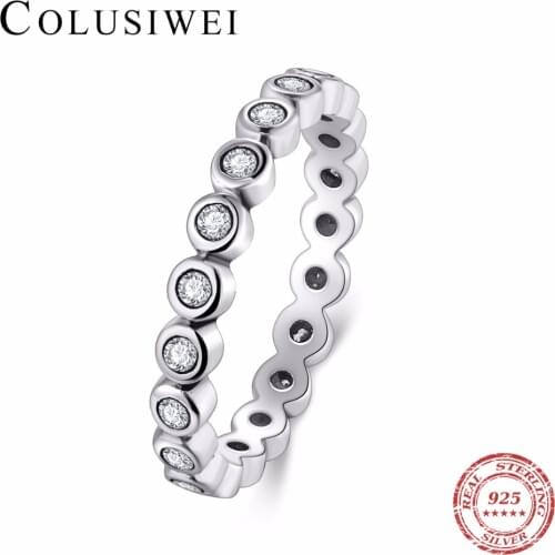 Top Quality Luxury Original Real Solid 925 Sterling Silver CZ Finger Ring Authentic Silver Jewelry For Women Anniversary Gift