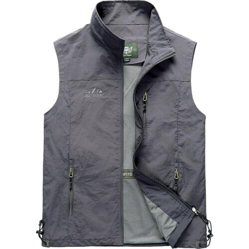 Mens Vest Summer Photography Tactical Sleeveless Jackets Spring Autumn Casual Travels Thin Vest Outdoor Fishing Waistcoat 6XL