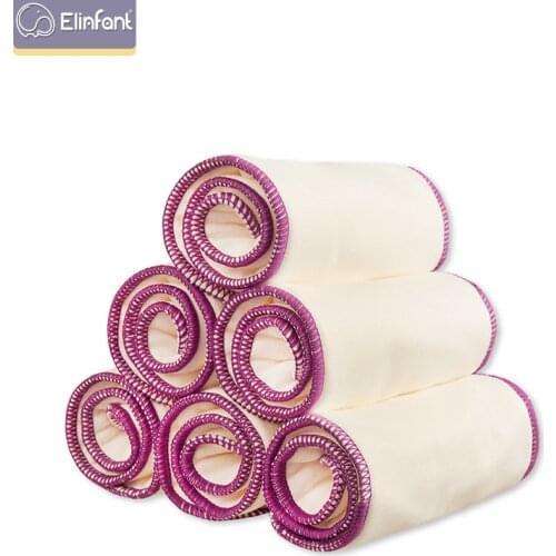 Elinfant 8pcs 2 layers bamboo charcoal and 1 layer microfiber reusable absorbent 35x25cm diaper prefold insert