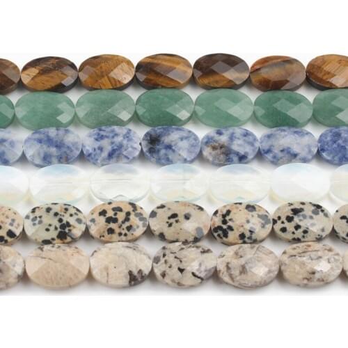 13*18mm Natural Faceted Oval Beads Aventurine Tiger Eye Opal Loose Beads For Jewellery Making Diy Bracelet Necklace 11pcs