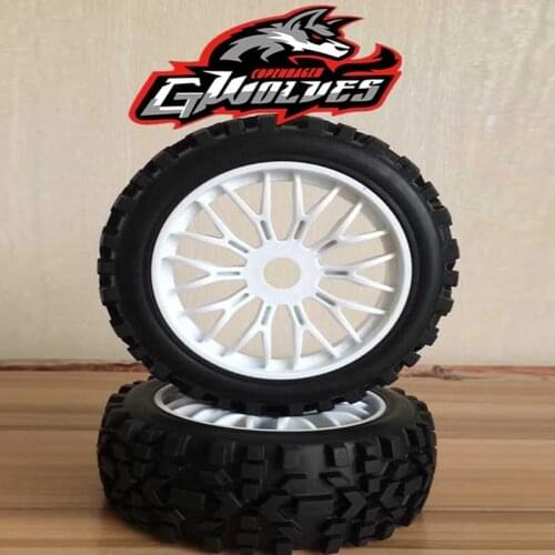 2pc GWOLVES 1/8 RC Buggy Truck Scale Off-Road Tyre Nylon plus hard wheels Pathfinder wasteland all terrainwheel for RC car parts