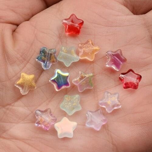 20PC/lot 8mm AB Color Star Beads Czech Glass Loose Spacer Beads for Jewelry Making Hairpin Handmade Diy Accessories