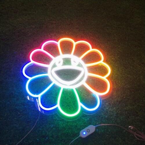 2021 new multicolored led neon sign light smiled flower home decoration Girls wall lights