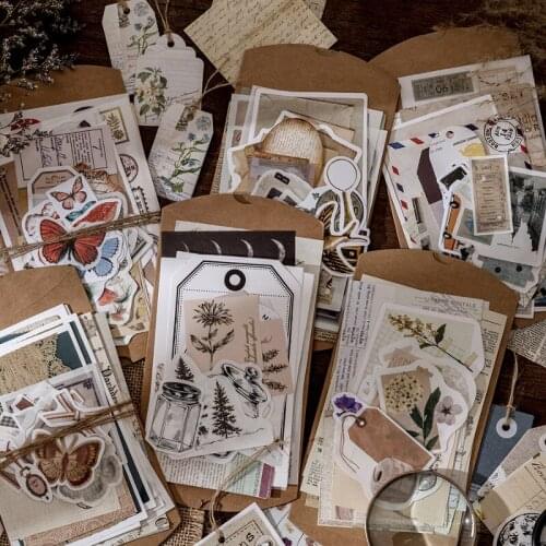 30 Sheets/pack DIY Scrapbooking Material Stickers Cute Stationery Vintage Series Butterfly Moon Phase Decoration Label Sticker