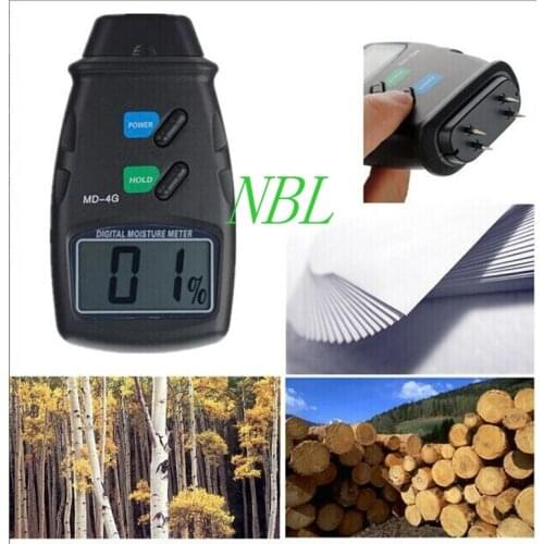 4 Pin LCD Digital Wood Moisture Meter 1% Accuracy 5% - 40% Handhold Wood Bamboo Cotton Tobacco Paper Damp Humidity Tester MD-4G