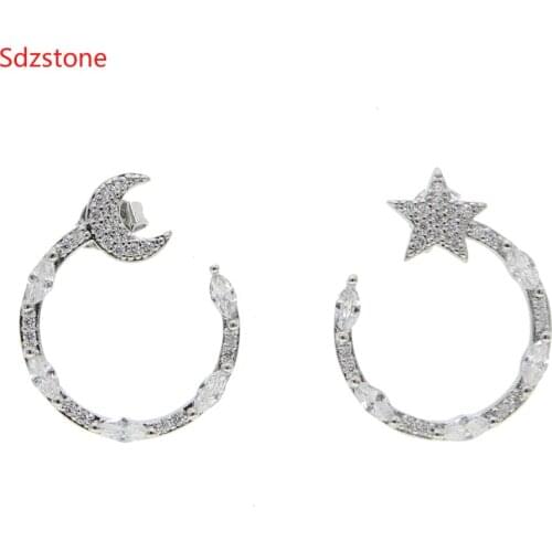 2020 Disk Circle Star Moon Earrings Version Asymmetrical High Sense Earrings Fashion Earrings Prevent Allergy Exquisite Ear Nail