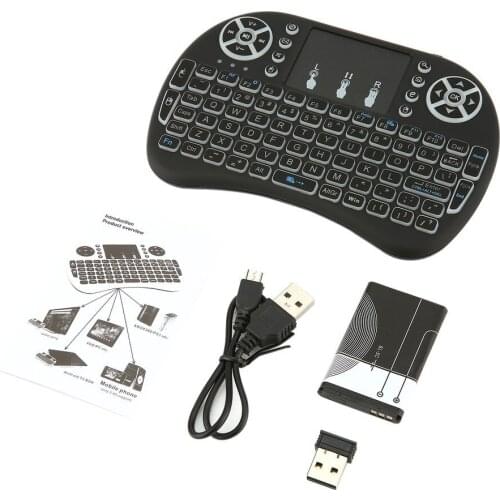 I8 2.4GHz Mini Wireless Remote Keyboard Air Mouse Touchpad Mouse for Android TV Box 3 Color LED Backlight Rechargable Keyboard