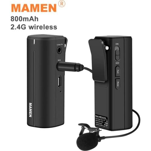 MAMEN Wireless Microphone 2.4G Mini Lavalier Microphone mic For Smartphone Camera DSLR Recording Interview Video Microphone