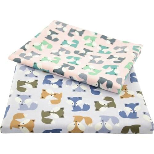 Booksew 100% Cotton Telas Patchwork Sewing Fabrics 2 PCS/lot Animal Foxes Fabric Cotton Material Tissus Au Metre Needlework