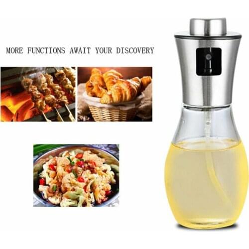 200ML Stainless Fuel Injection Bottle Olive Oil Spray Pot Bottle Portable Glass Bottle for Cooking Baking Roasting Grilling Oil