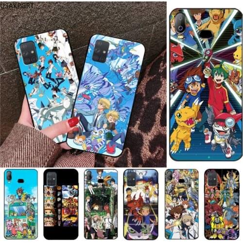 USAKPGRT Cartoon Digimon Black Cell Phone Case For Samsung Galaxy A21S A01 A11 A31 A81 A10 A20E A30 A40 A50 A70 A80 A71 A51