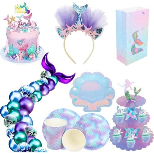 CYUAN Little Mermaid Party Photo Props Mermaid Decoration Mermaid Birthday Party Favors Kids Birthday Parties Decorations