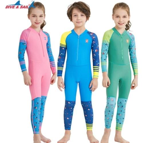 2021 NEW ARRIVAL DIVE & SAIL ONE PIECE KIDS GIRLS BOYS LONG SLEEVES WARM WETSUIT DIVING SUIT SURFING SWIMWEAR UPF 50+ 18822