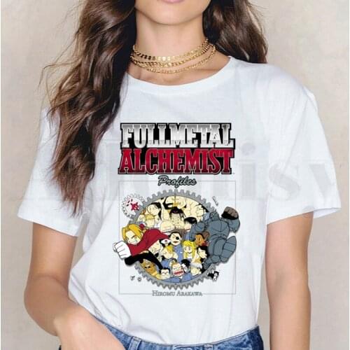 Fullmetal Alchemist Graphic Harajuku Brothers Short Sleeve Female Tops Tees Harajuku VintageT Shirts Womens T-shirt