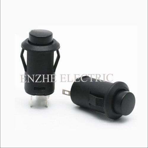 100pcs Mini Roun Push Button Switch DS-228K ON-OFF 1A250VAC 12.5mm No-Locking Rocker Switch Red Yellow Blue Green Black