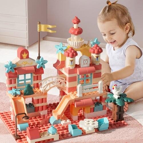 Newest Girls Pink Princess Castle Building Blocks Funny DIY Colorful House Bricks Parts Toys For Children Kids Creative Gifts