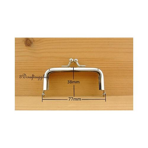 Coin purse frame glue on clasp clip silver 3 inch x 1 1/2 inch A29