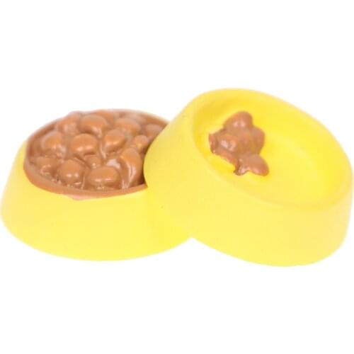 Dollhouse Miniature Mini Pet Dog Food On Bowl Scene Mini Pet Dog Food Bowl Doll Accessories