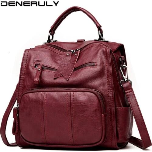 2019 Multifunction Women Backpacks Vintage Leather Backpacks For School Teenage Girls Ladies Travel Bag Mochila Mujer Rucksack