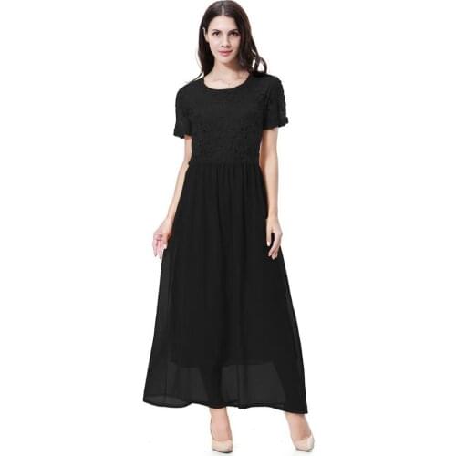 Moslem hijab dresses turkey robe abaya short sleeve kaftan dress turkish muslim clothes kaftans plus size lace indonesia women