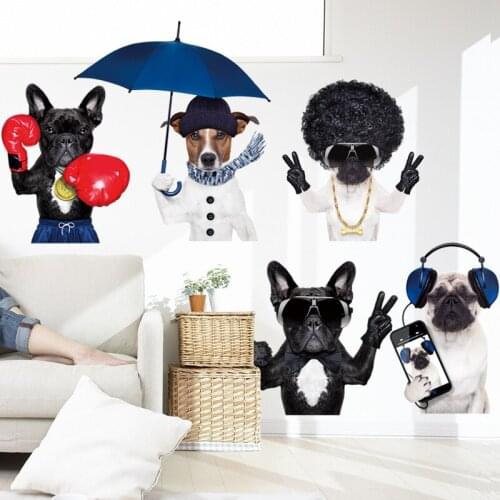 Funny Cute Dogs Pet Shop Wall Glass Decoration Personality Self-adhesive Wall Paper DIY Childrens Room Decor Mural Stickers