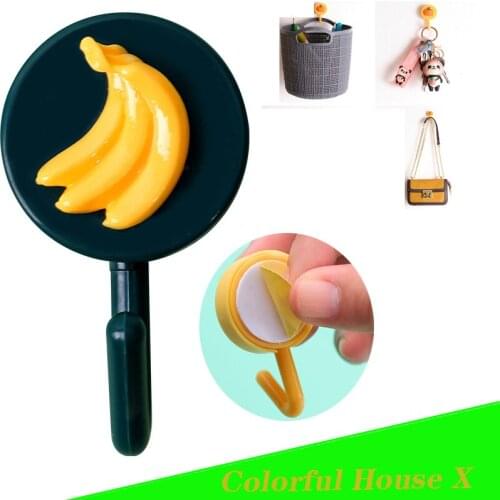 Wall Hooks Home Accessories For Kitchen And Bathroom Hooks For Clothes Strong Stickiness Large Bearing Capacity Yellow Banana