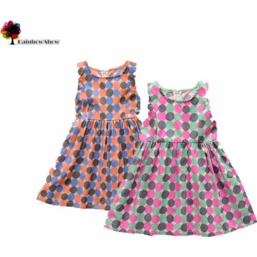 New Children Clothing Summer Girls Dot Circle Cotton Dress Sleeveless Vest Children Dress