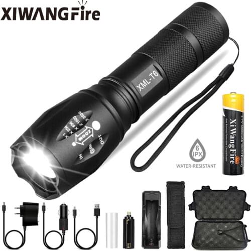 Portable Powerful LED Lamp XML-T6 Flashlight Linterna Torch Uses 18650 Chargeable Battery Outdoor Camping Tactics Flash Light
