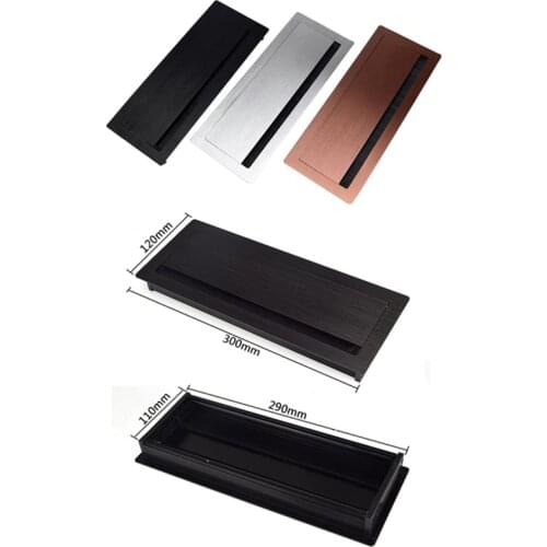 W120*H300mm Rectangle Aluminum Table Cabinet Desk Wire Cable Tap Grommet Soft Quiet Flap Cover Tone Computer Brush