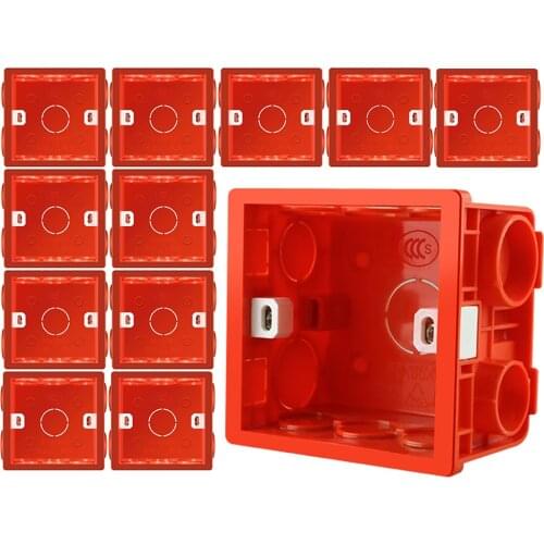 Adjustable 86 Switch socket Box,Mount Back dark Box PVC 50mm Depth Wall Switch Wall Socket Mounting Cassette BOX,12 PCS