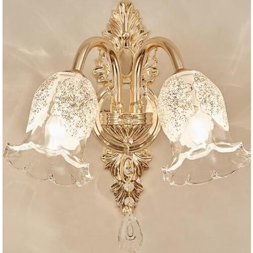 Living Room Luxury Gold wall Lamp Glass Flower light for Bedroom Villa Loft Luminaire Led Indoor gold Wall Sconce Art Studio