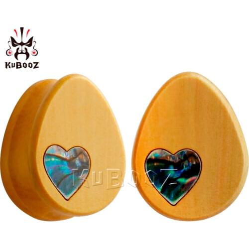 KUBOOZ 2PCS Wood Gauges Ear Tunnels Plugs Piercing Body Jewelry Teardrop Stretcher Earring Expander 8mm to 25mm Fashion Gift