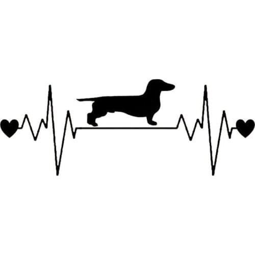 Car Styling Dachshund Heartbeat Car Stickers Reflective Vinyl Decal Truck Decoration Black/Silver 20*8CM