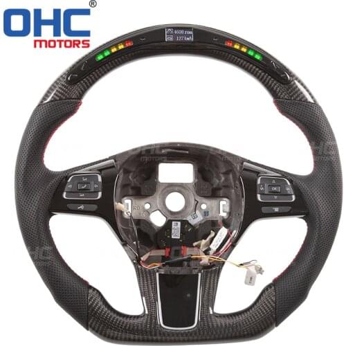 Real Carbon Fiber LED Steering Wheel compatible for Volkswagen LED Performance OHC Motors
