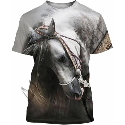 New Fashion Horse Art Animal Mens T-shirt 3D Printing Mens Womens Casual Harajuku / T-shirtS / O-Neck / T shirt / TopS S-25
