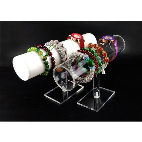 3pcs/lot Clear Bracelet Display Rack Jewelry Showing T Bar Watch Display Stand Bangle Holder Anklet Showcase