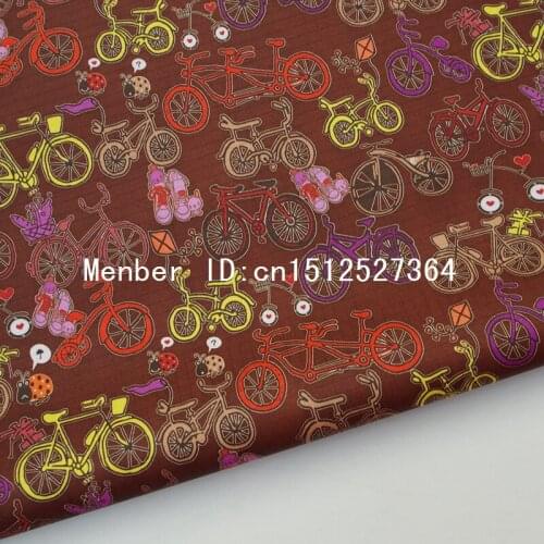 PVC coated waterproof fabric - Bicycle on brown (WF039)