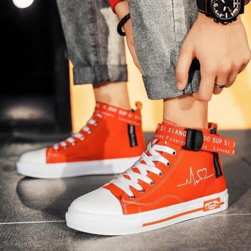 High Top Canvas Sneakers Men Footwear for Sport for Men Sports Shoes Mens Running Sneakers Orange Jogging Athletic Brands D-1517
