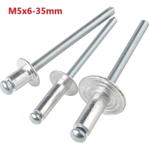 M5 Aluminium Mushroon Head Break Mandrel Blind Rivets 5mm x 6 8 10 13 16 18 20 25 35mm Nail Pop Rivet For Furniture Car Aircraft