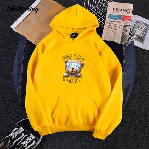 Shellsuning Printed Autumn Women Classic Pattern Female Hooded Female Sweatshirt Clothing Bear Hoodie Aesthetic Comfortable