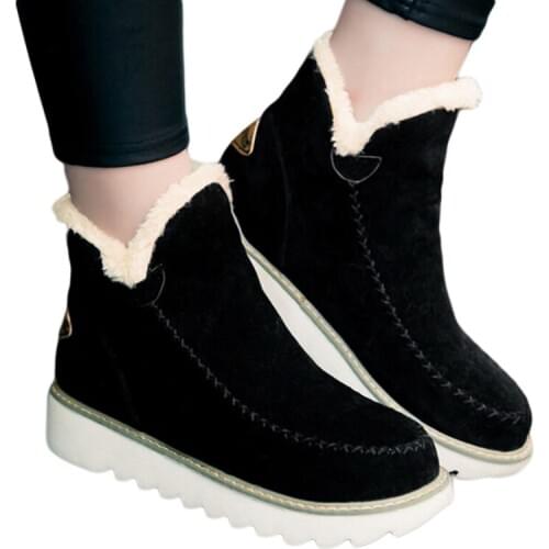 Big Size 34-43 Winter Snow Boots Women Ankle Boots 2020 Round Toe Platform Winter Shoes with Fur Woman Fur Shoes