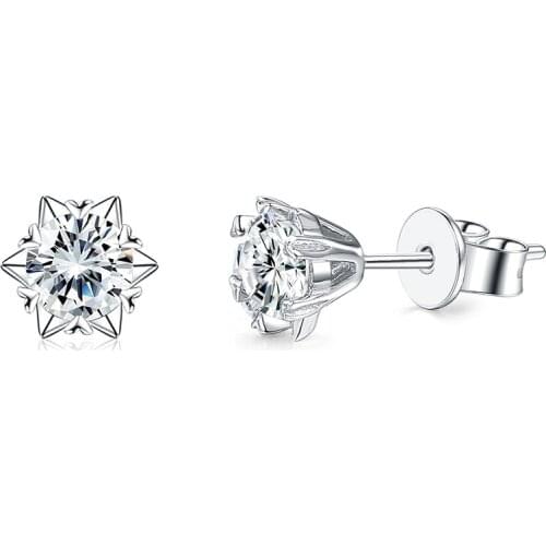 SILVERHOO 925 Sterling Silver Earring Hexagram Star Round 5A Zircon CZ Earrings For Women 3 Size Selection Hot Fine Jewelry