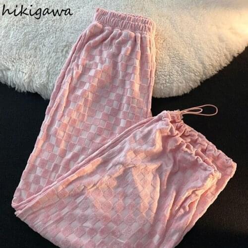 Hikigawa Pink Woman Harem Pants Fashion Sweatpants 2021 New Bottoms Korean Streetwear Fashion Loose Casual Straight Pantalon