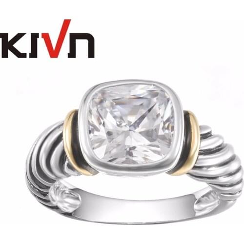 KIVN Jewelry Blue Cubic Zirconia Indian Antique Vintage Womens Girls Wedding Bridal Engagement Rings Gifts 10pcs Lots Wholesale